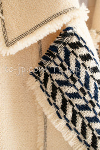 CHANEL 04A Ivory Black Wool 100% Tweed Coat 38 シャネル アイボリー ブラック ウール100% ツイード コート 即発