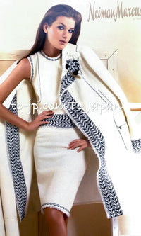CHANEL 04A Ivory Black Wool 100% Tweed Coat 38 シャネル アイボリー ブラック ウール100% ツイード コート 即発