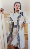 CHANEL 04A Ivory Black Wool 100% Tweed Coat 38 シャネル アイボリー ブラック ウール100% ツイード コート 即発