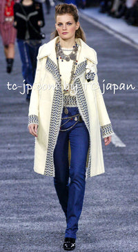 CHANEL 04A Ivory Black Wool 100% Tweed Coat 38 シャネル アイボリー ブラック ウール100% ツイード コート 即発