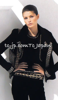 CHANEL 04A Ivory Black Wool 100% Tweed Coat 38 シャネル アイボリー ブラック ウール100% ツイード コート 即発