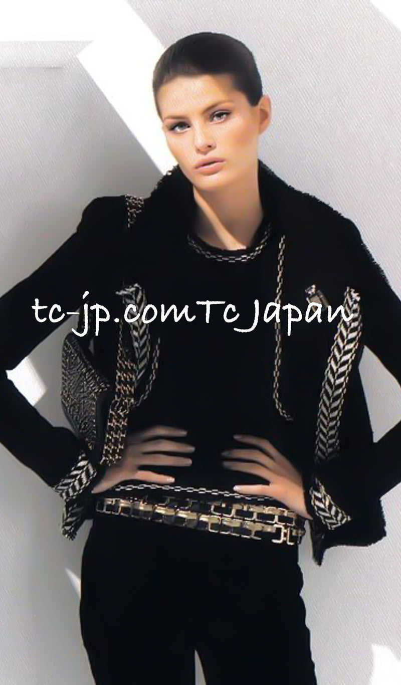 CHANEL 04A Ivory Black Wool 100% Tweed Coat 38 シャネル アイボリー ブラック ウール100% ツイード コート 即発