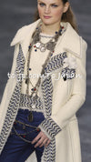 CHANEL 04A Ivory Black Wool 100% Tweed Coat 38 シャネル アイボリー ブラック ウール100% ツイード コート 即発
