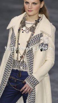 CHANEL 04A Ivory Black Wool 100% Tweed Coat 38 シャネル アイボリー ブラック ウール100% ツイード コート 即発