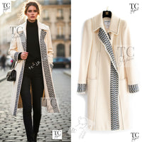 CHANEL 04A Ivory Black Wool 100% Tweed Coat 38 40 42 シャネル アイボリー ブラック ウール100% ツイード コート 即発