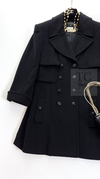 CHANEL 97A Vintage Black Cashmere 100 Double Jacket Coat 40 42 シャネル ヴィンテージ ブラック カシミア 100 ダブル ジャケット コート 即発