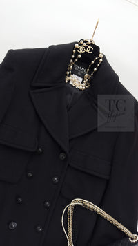 CHANEL 97A Vintage Black Cashmere 100 Double Jacket Coat 40 42 シャネル ヴィンテージ ブラック カシミア 100 ダブル ジャケット コート 即発
