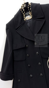 CHANEL 97A Vintage Black Cashmere 100 Double Jacket Coat 40 42 シャネル ヴィンテージ ブラック カシミア 100 ダブル ジャケット コート 即発