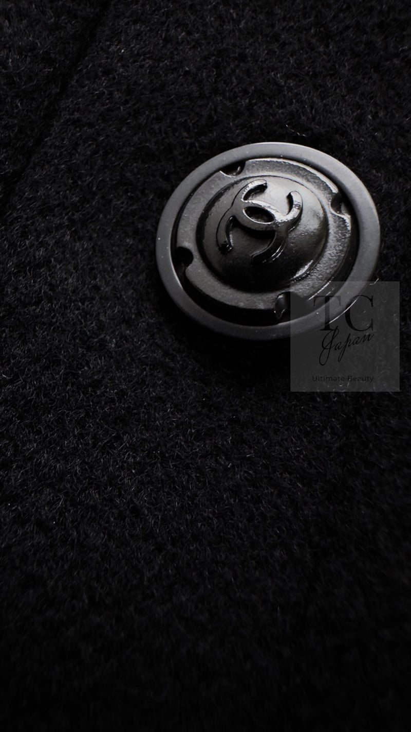 CHANEL 97A Vintage Black Cashmere 100 Double Jacket Coat 40 42 シャネル ヴィンテージ ブラック カシミア 100 ダブル ジャケット コート 即発