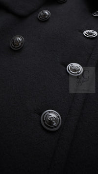 CHANEL 97A Vintage Black Cashmere 100 Double Jacket Coat 40 42 シャネル ヴィンテージ ブラック カシミア 100 ダブル ジャケット コート 即発
