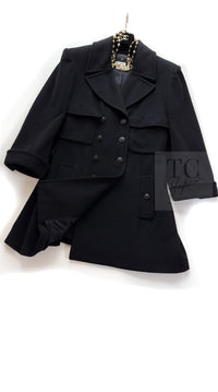 CHANEL 97A Vintage Black Cashmere 100 Double Jacket Coat 40 42 シャネル ヴィンテージ ブラック カシミア 100 ダブル ジャケット コート 即発