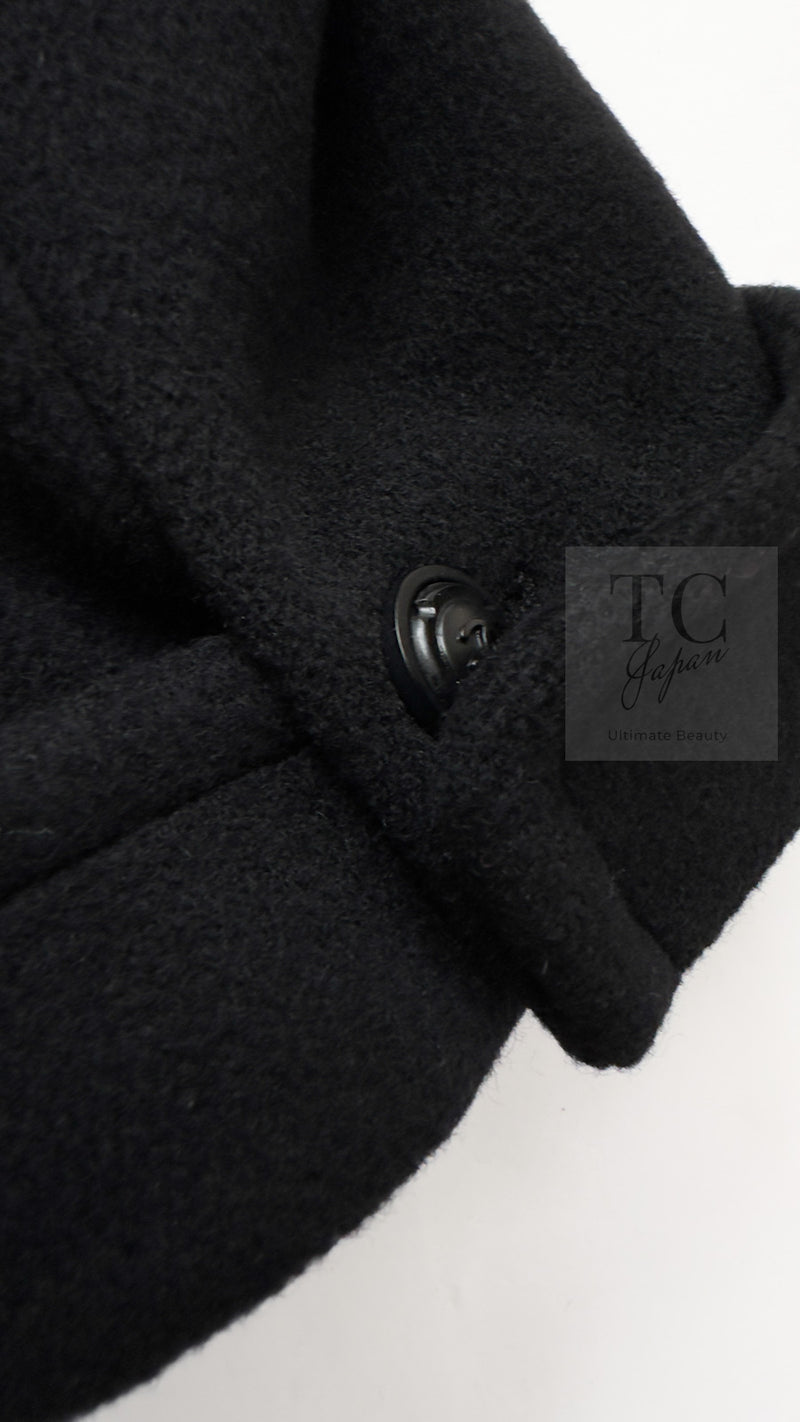 CHANEL 97A Vintage Black Cashmere 100 Double Jacket Coat 40 42 シャネル ヴィンテージ ブラック カシミア 100 ダブル ジャケット コート 即発