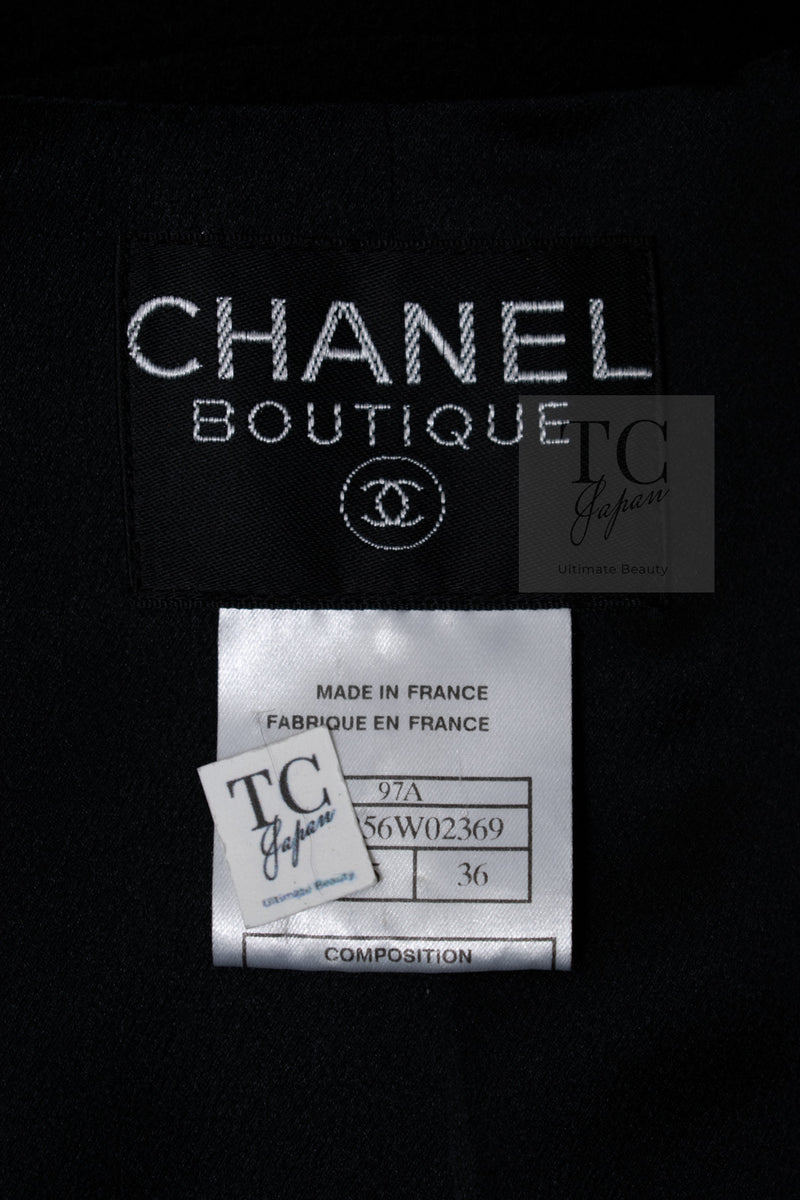 CHANEL 97A Vintage Black Cashmere 100 Double Jacket Coat 40 42 シャネル ヴィンテージ ブラック カシミア 100 ダブル ジャケット コート 即発