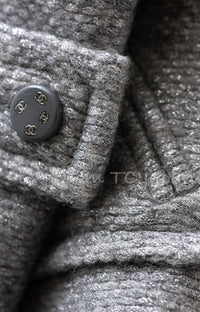 CHANEL 21B Gray Silver Wool Alpaca Blouson Duffel Coat 36 38 シャネル グレー シルバー ウール アルパカ ブルゾン ダッフル コート 即発