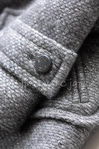 CHANEL 21B Gray Silver Wool Alpaca Blouson Duffel Coat 36 38 シャネル グレー シルバー ウール アルパカ ブルゾン ダッフル コート 即発