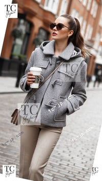 CHANEL 21B Black Wool Alpaca Blouson Duffel Jacket Coat 34 36 38 40 シャネル ブラック ウール アルパカ ブルゾン ダッフル ジャケット コート 即発 - TC JAPAN