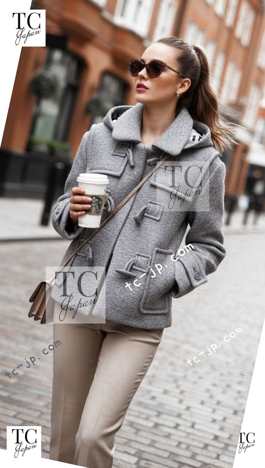 CHANEL 21B Black Wool Alpaca Blouson Duffel Jacket Coat 34 36 38 40 シャネル ブラック ウール アルパカ ブルゾン ダッフル ジャケット コート 即発 - TC JAPAN