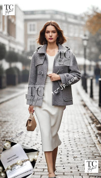CHANEL 21B Gray Silver Wool Alpaca Blouson Duffel Coat 36 38 42 44 46 シャネル グレー シルバー ウール アルパカ ブルゾン ダッフル コート 即発