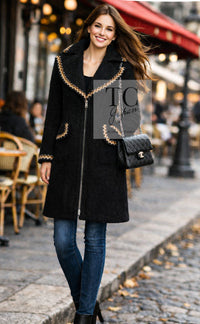 CHANEL 06A Black Zipper CC Logo Wool Alpaca Coat 36 シャネル ブラック ジッパー CCロゴ ウール アルパカ コート 即発