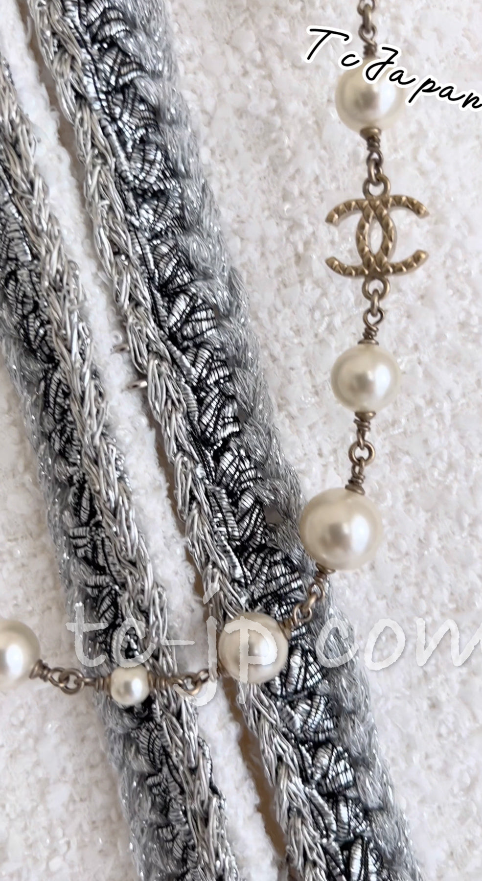 CHANEL 20S White Wool Cotton Braid Trim Beaded Tweed Jacket Coat 34 シャネル ジニー着 ホワイト ウール コットン ブレード トリム ビーズ ツイード ジャケット コート 即発