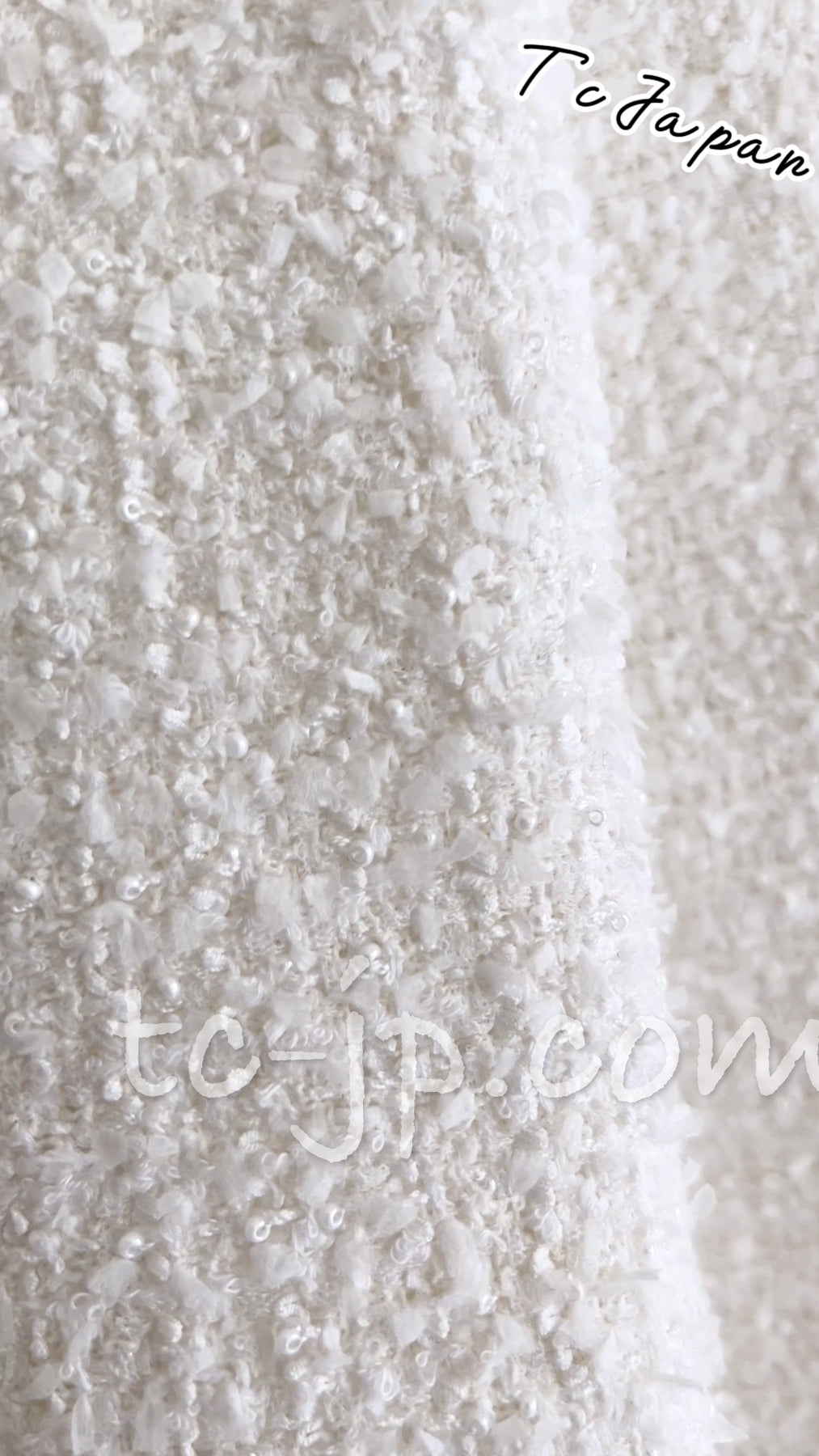 CHANEL 20S White Wool Cotton Braid Trim Beaded Tweed Jacket Coat 34 シャネル ジニー着 ホワイト ウール コットン ブレード トリム ビーズ ツイード ジャケット コート 即発
