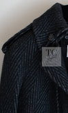 CHANEL 08A Black Gray Silver Wool Coat 38 40 シャネル ブラック グレー シルバー ウール コレクション コート 即発