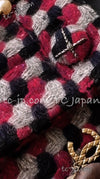 CHANEL 07A Gray Wine Red Navy Cashmere Coat 40 シャネル グレー ワインレッド ネイビー カシミア コート 即発