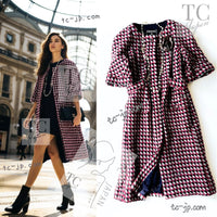 CHANEL 07A Gray Wine Red Navy Cashmere Coat 40 シャネル グレー ワインレッド ネイビー カシミア100% コート 即発