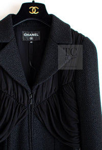 CHANEL 16B Black Zipper Wool Dress Coat 38 シャネル ブラック ジッパー ウール ドレープ ワンピース コート 即発
