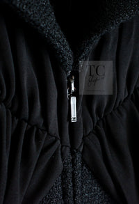 CHANEL 16B Black Zipper Wool Dress Coat 38 シャネル ブラック ジッパー ウール ドレープ ワンピース コート 即発