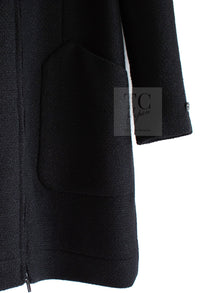 CHANEL 16B Black Zipper Wool Dress Coat 38 シャネル ブラック ジッパー ウール ドレープ ワンピース コート 即発