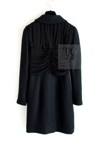 CHANEL 16B Black Zipper Wool Dress Coat 38 シャネル ブラック ジッパー ウール ドレープ ワンピース コート 即発