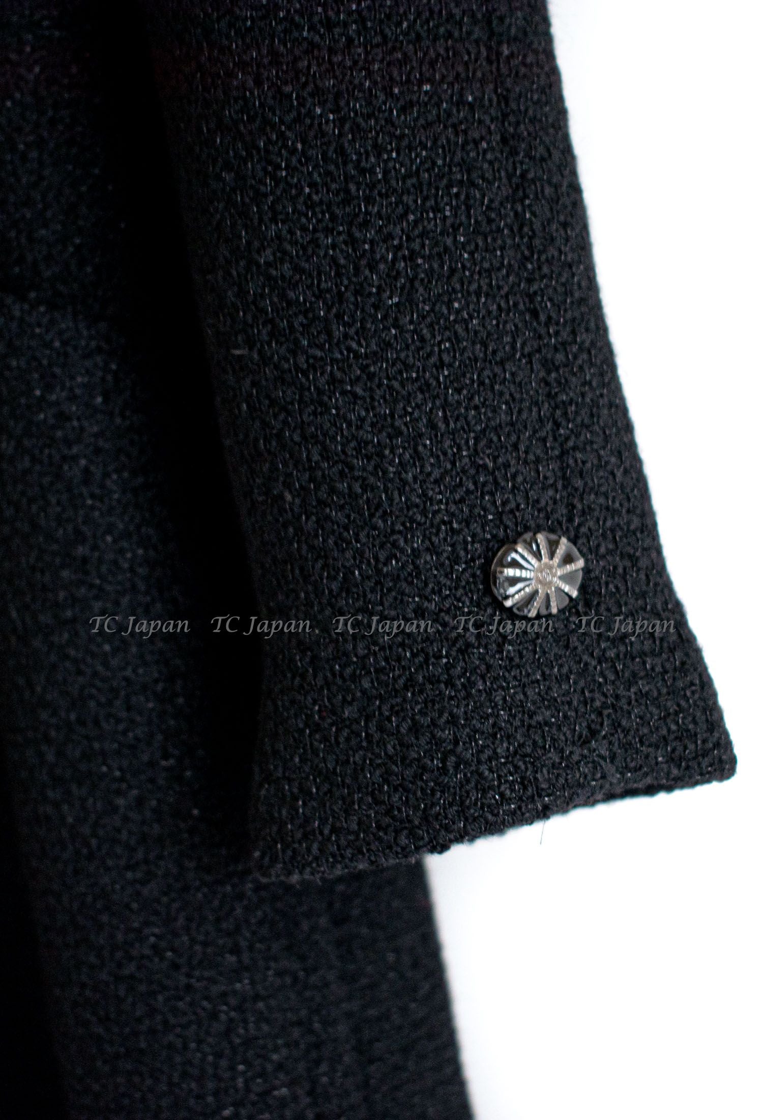 CHANEL 16B Black Zipper Wool Dress Coat 38 シャネル ブラック ジッパー ウール ドレープ ワンピース コート 即発