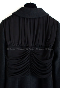CHANEL 16B Black Zipper Wool Dress Coat 38 シャネル ブラック ジッパー ウール ドレープ ワンピース コート 即発