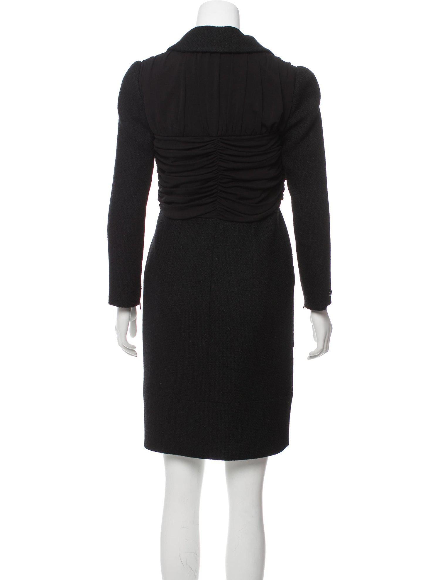 CHANEL 16B Black Zipper Wool Dress Coat 38 シャネル ブラック ジッパー ウール ドレープ ワンピース コート 即発