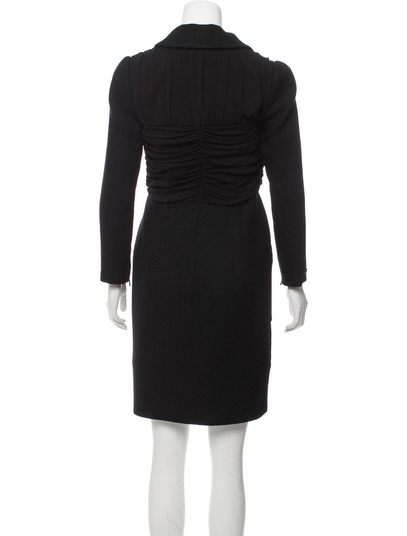 CHANEL 16B Black Zipper Wool Dress Coat 38 シャネル ブラック ジッパー ウール ドレープ ワンピース コート 即発