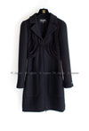 CHANEL 16B Black Zipper Wool Dress Coat 38 シャネル ブラック ジッパー ウール ドレープ ワンピース コート 即発