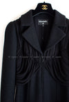 CHANEL 16B Black Zipper Wool Dress Coat 38 シャネル ブラック ジッパー ウール ドレープ ワンピース コート 即発