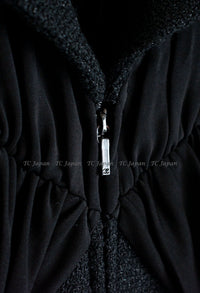 CHANEL 16B Black Zipper Wool Dress Coat 38 シャネル ブラック ジッパー ウール ドレープ ワンピース コート 即発