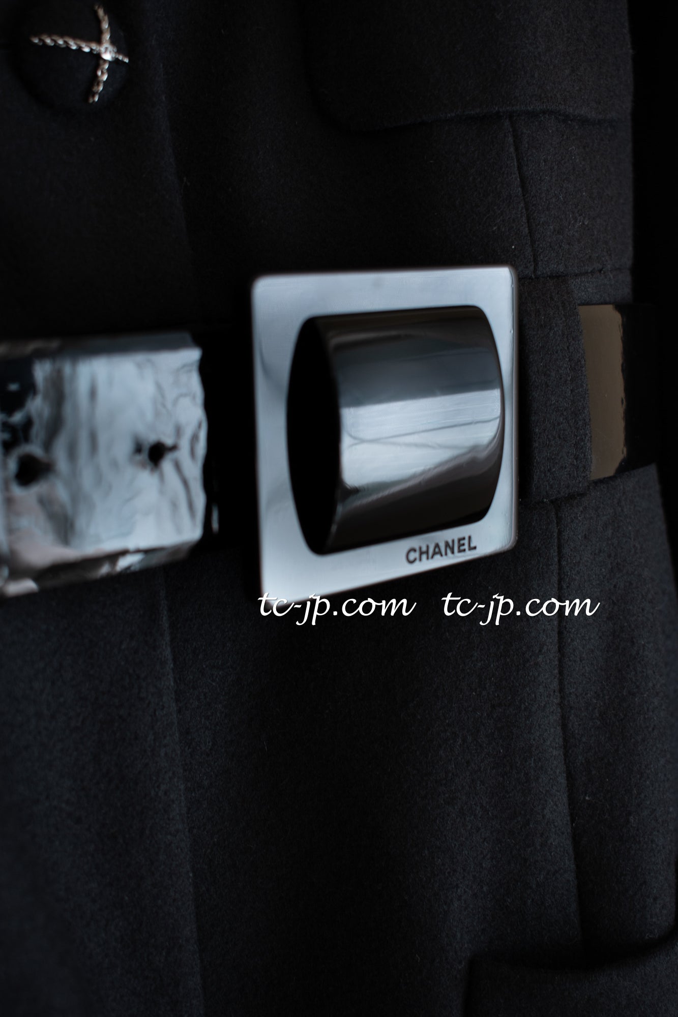 CHANEL 07A Black Wool Belt Coat 42 シャネル ブラック ウール ベルト付 コート 即発