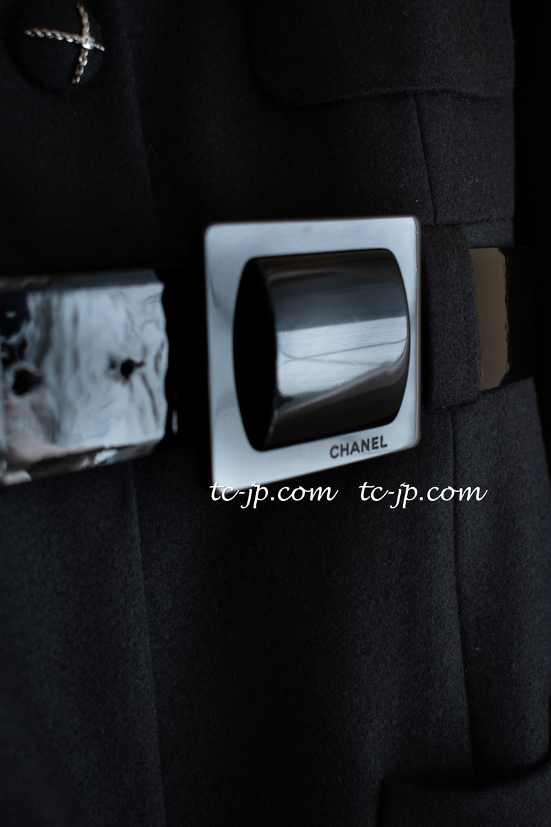 CHANEL 07A Black Wool Belt Coat 42 シャネル ブラック ウール ベルト付 コート 即発