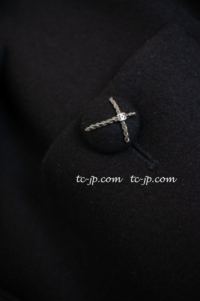 CHANEL 07A Black Wool Belt Coat 42 シャネル ブラック ウール ベルト付 コート 即発