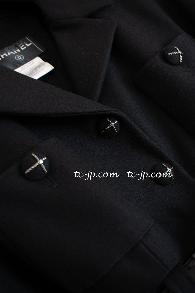 CHANEL 07A Black Wool Belt Coat 42 シャネル ブラック ウール ベルト付 コート 即発