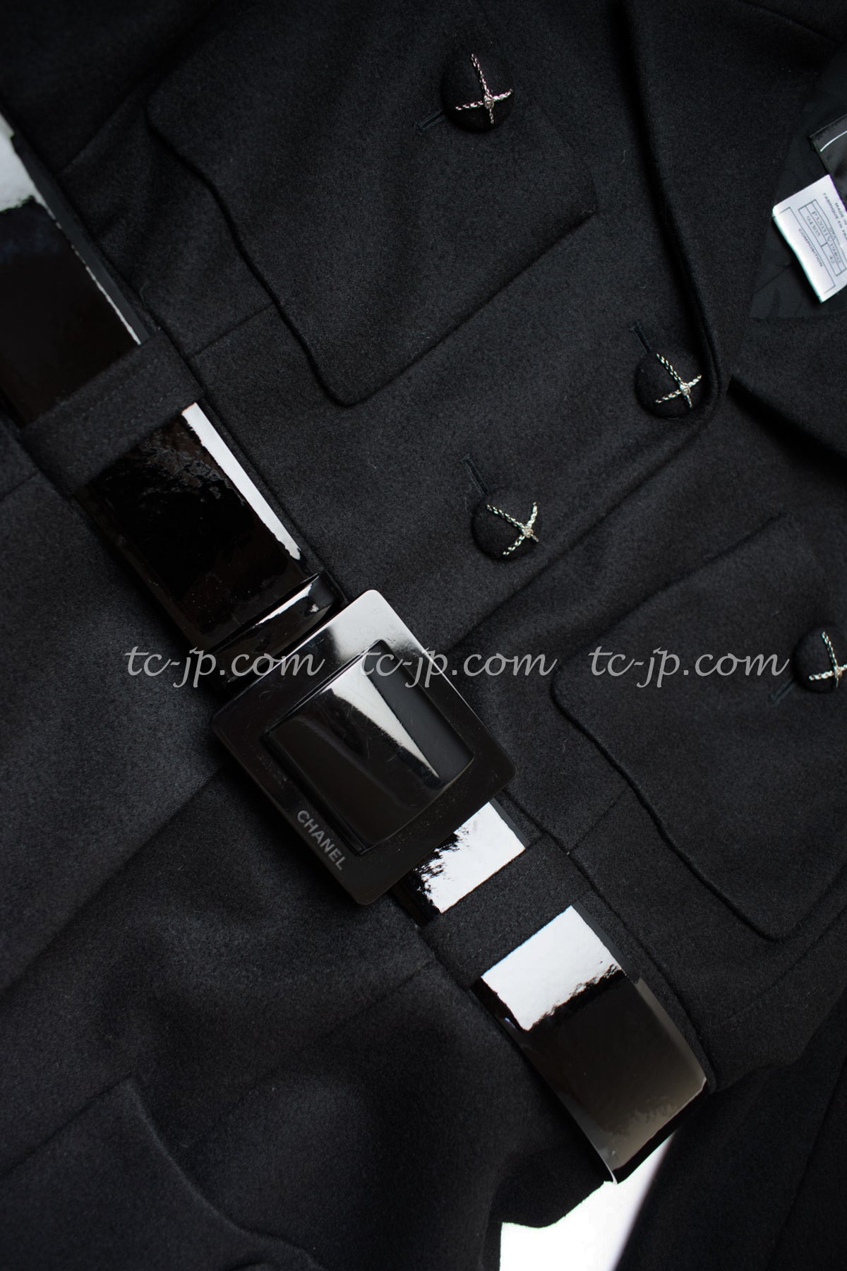 CHANEL 07A Black Wool Belt Coat 42 シャネル ブラック ウール ベルト付 コート 即発