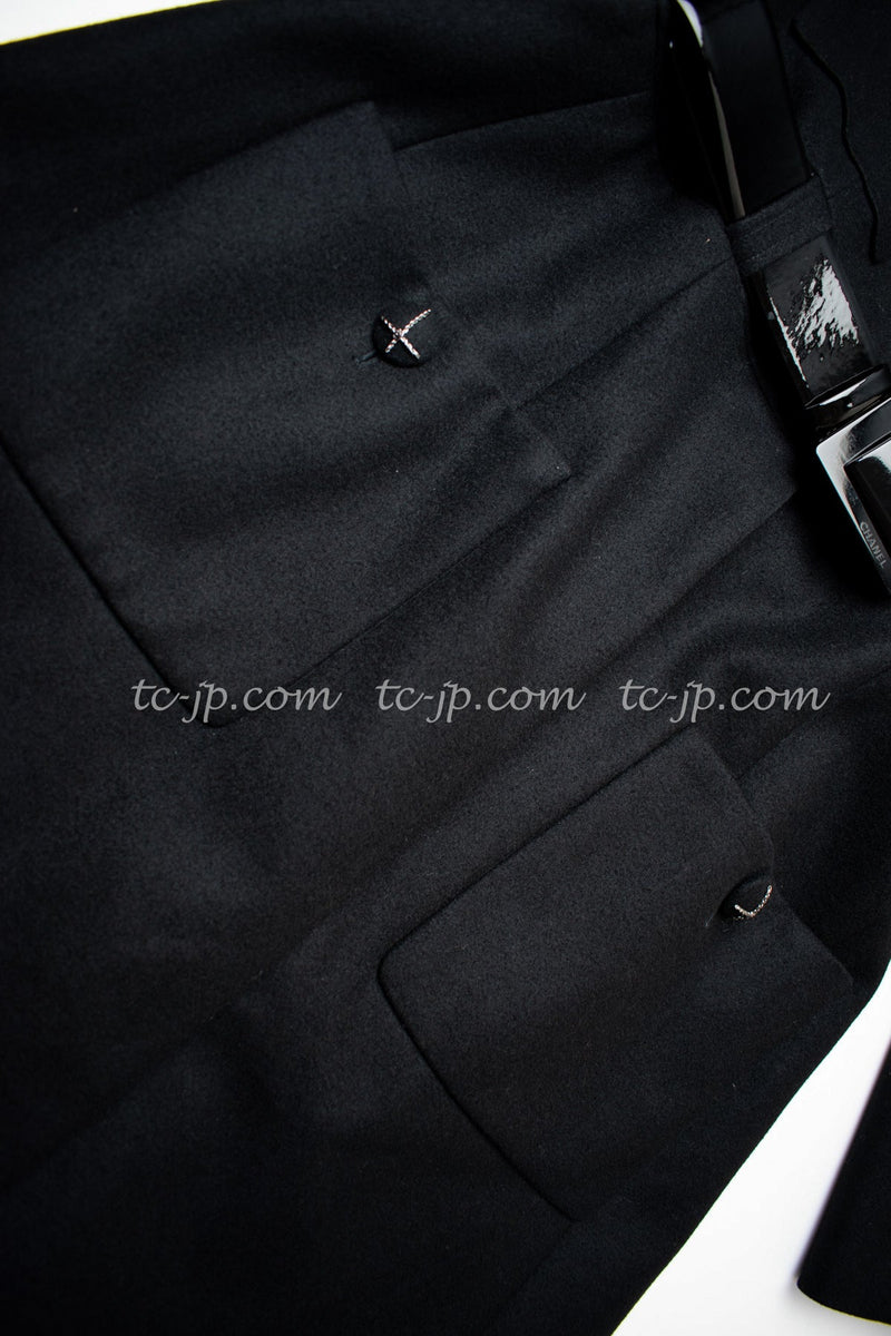 CHANEL 07A Black Wool Belt Coat 42 シャネル ブラック ウール ベルト付 コート 即発