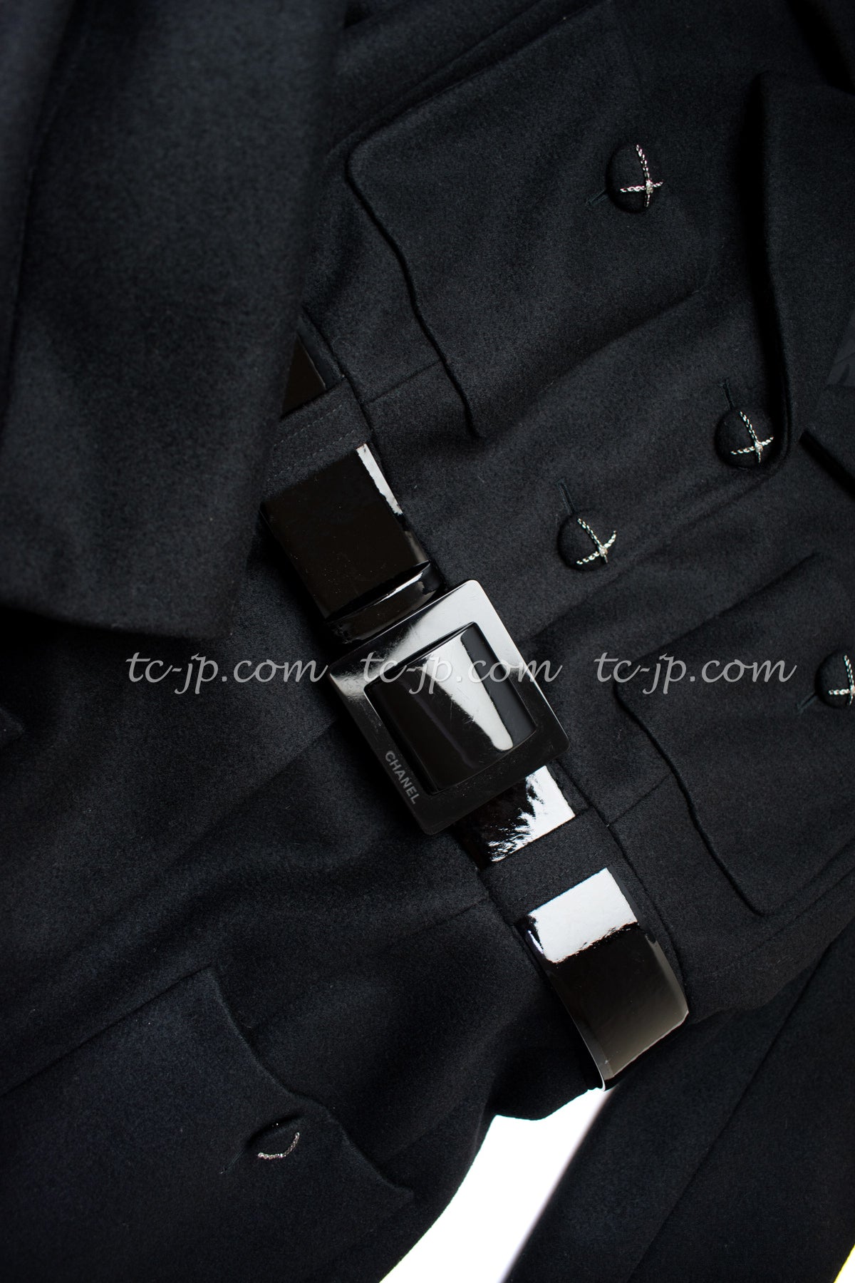 CHANEL 07A Black Wool Belt Coat 42 シャネル ブラック ウール ベルト付 コート 即発