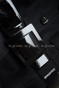 CHANEL 07A Black Wool Belt Coat 42 シャネル ブラック ウール ベルト付 コート 即発