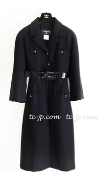 CHANEL 07A Black Wool Belt Coat 42 シャネル ブラック ウール ベルト付 コート 即発