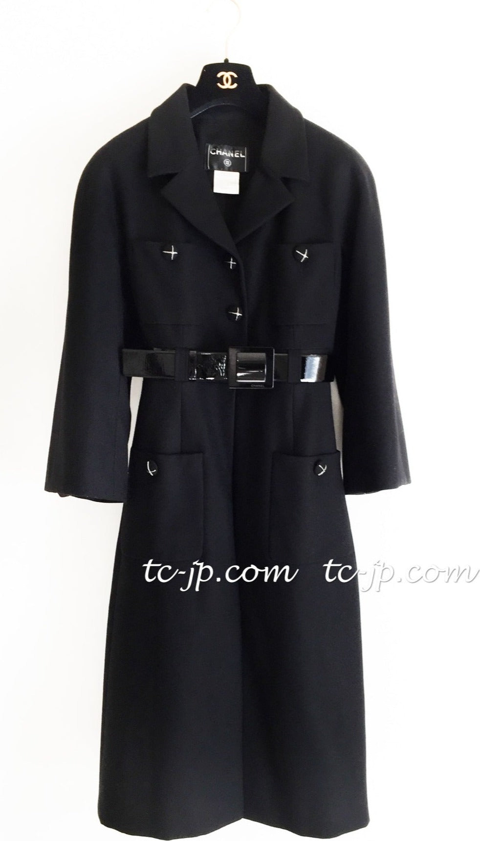 CHANEL 07A Black Wool Belt Coat 42 シャネル ブラック ウール ベルト付 コート 即発