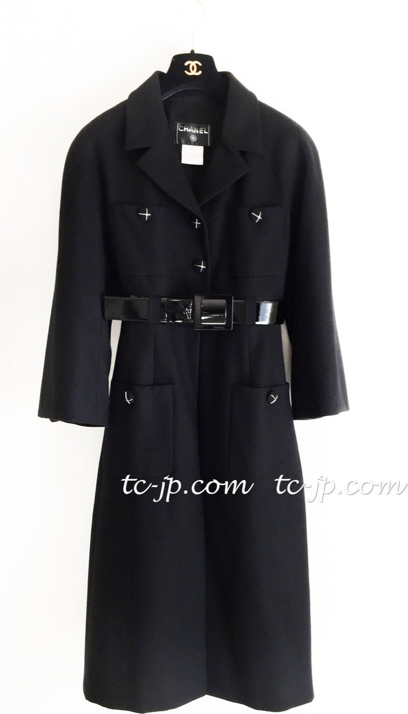 CHANEL 07A Black Wool Belt Coat 42 シャネル ブラック ウール ベルト付 コート 即発